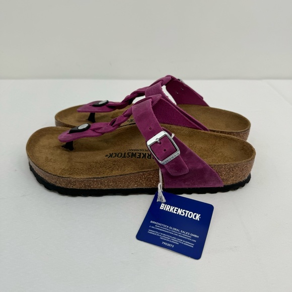 Birkenstock Braided Oiled Piink Leather Gizeh Sandals EU 39 Womens 8-8.5 Fuchsia - Picture 5 of 8